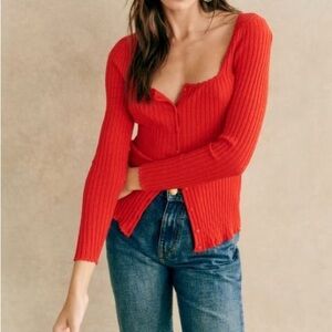 Sezane Ambroise Cardigan Red - Size M